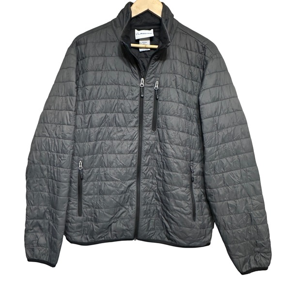 Boeing Mens Packable‎ Lightweight Quilted Puffer Jacket Size M Gray Full Zip